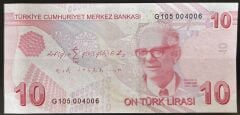 9.Emisyon 7.Tertip 10 Lira G105 0040XX Çil