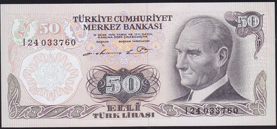 6.Emisyon 1.Tertip 50 Lira I24 033760 Çilaltı Çil