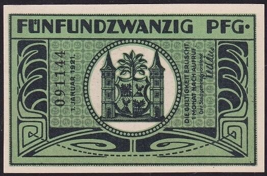 Almanya 25 Pfennig Notgeld 1921 Çil