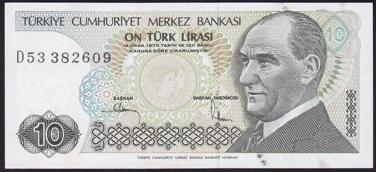 7.Emisyon 2.Tertip 10 Lira D53 382609 Çil