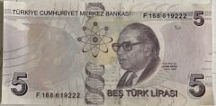 9.Emisyon 6.Tertip 5 Lira F168 619222 Çil