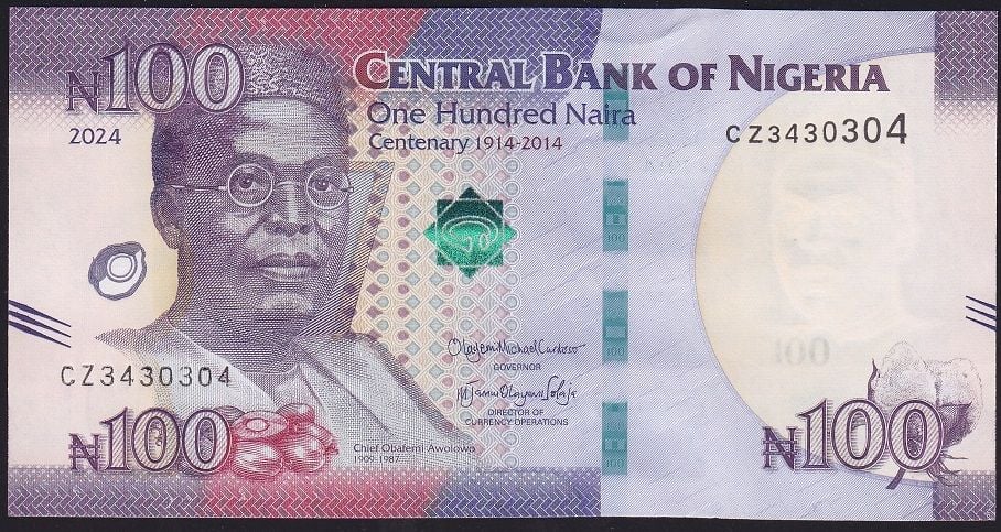 Nijerya 100 Naira 2024 Çil Hatıra 100.Yıl