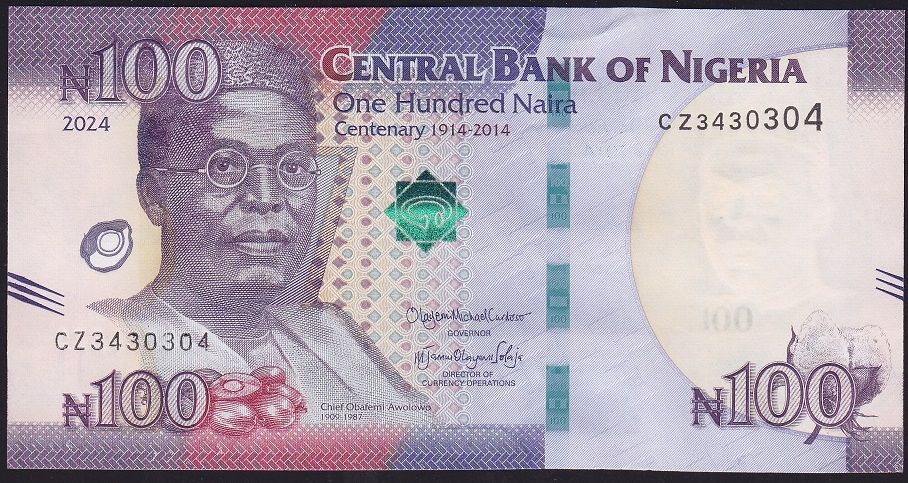 Nijerya 100 Naira 2024 Çil Hatıra 100.Yıl