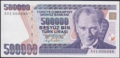 7.EMİSYON 1.TERTİP 500000 LİRA A01 000488 ÇİLALTI ÇİL eski kağıt para fiyatları