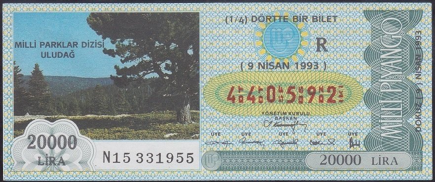1993 9 NİSAN ÇEYREK BİLET - R SERİSİ
