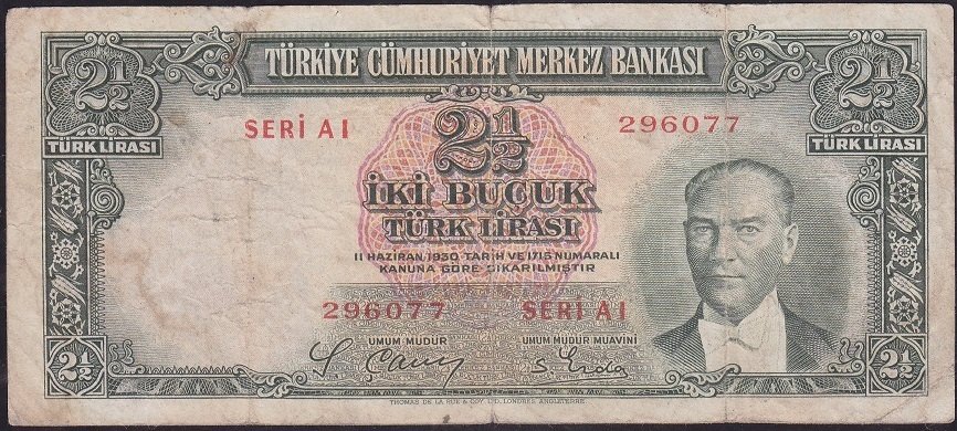 2.Emisyon 2.5 Lira A1 296077 Çok Temiz