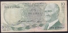 6.Emisyon 1.Tertip 10 Lira C06 118963 Temiz