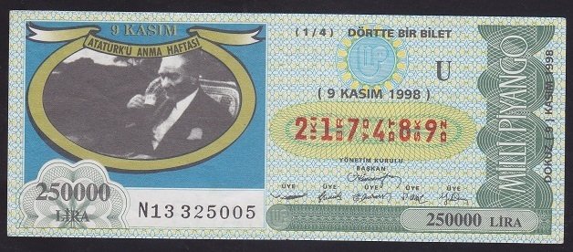 1998 9 KASIM ÇEYREK BİLET