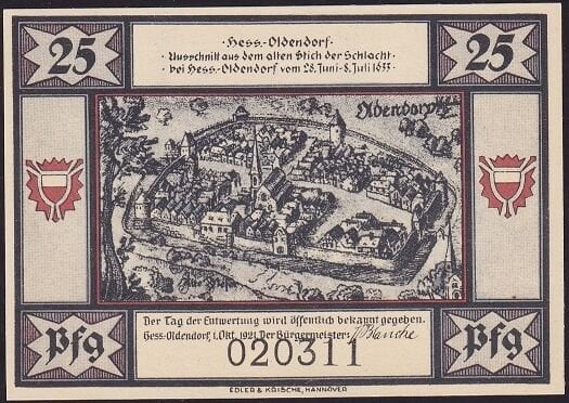 Almanya 25 Pfennig Notgeld 1921 Çil