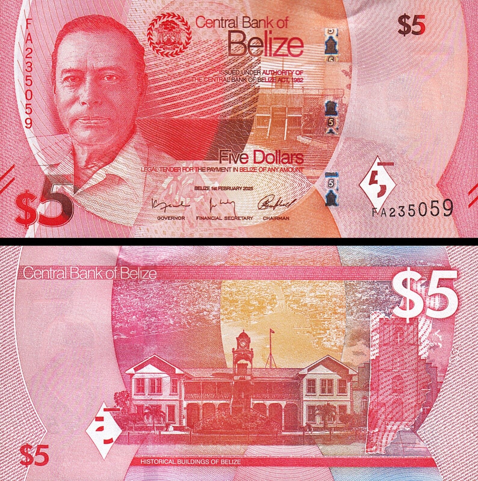 Belize 5 Dolar 2025 Çil Pick 74