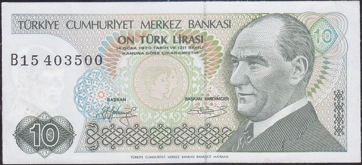 7.Emisyon 1.Tertip 10 Lira B15 403500 Çilaltı Kısa Kaş