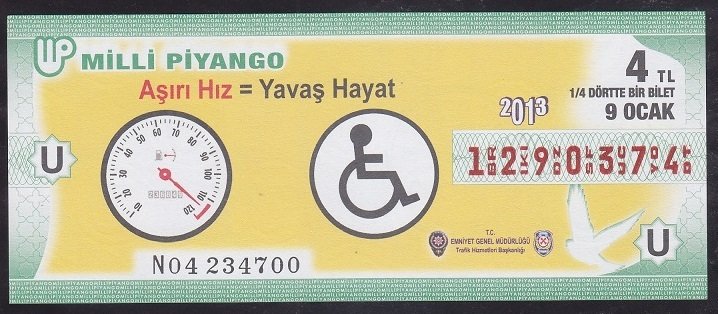 2013 9 OCAK ÇEYREK BİLET - U SERİSİ