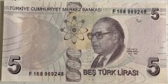 9.Emisyon 6.Tertip 5 Lira F168 9692xx Çil