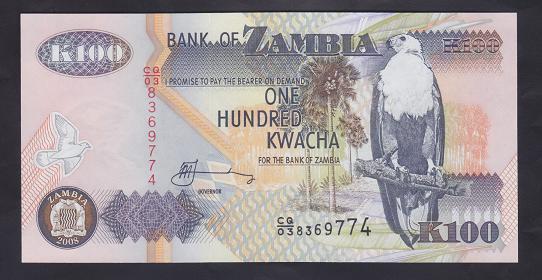 Zambia 100 Kwacha 2008 Çil Pick 38g