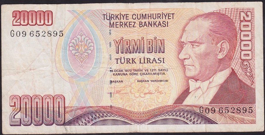 7.Emisyon 2.Tertip 20000 Lira G09 652895 Temiz +