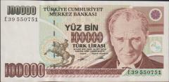 7.Emisyon 2.Tertip 100000 Lira E39 550751 Ççt Çilaltı