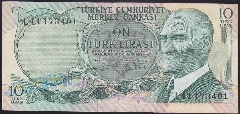 6.EMİSYON 2.TERTİP 10 LİRA L44 173401 ÇÇT +