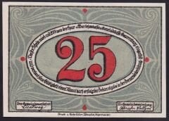 Almanya 25 Pfennig Notgeld 1920 Çil Filigranlı