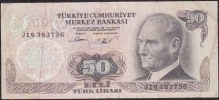 6.Emisyon 2.Tertip 50 Lira J18 383796 Temiz
