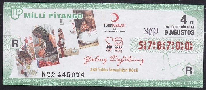 2013 9 AĞUSTOS ÇEYREK BİLET - R SERİSİ