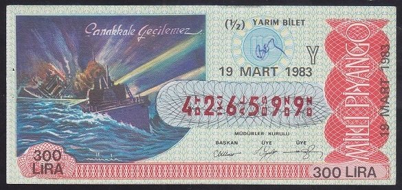 1983 19 MART YARIM BİLET - Y SERİSİ