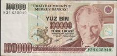 7.Emisyon 2.Tertip 100000 Lira E34 635949 Çok Temiz+