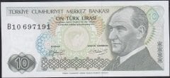 7.Emisyon 1.Tertip 10 Lira B10 697191 Çilaltı Kısa Kaş
