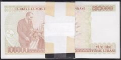 7.Emisyon 3.Tertip 100000 Lira J48 Deste (100 Adet) Çil ( 7 Adet Atlama Var )