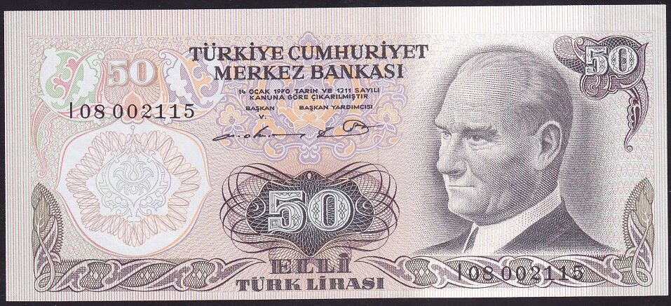 6.Emisyon 1.Tertip 50 Lira I08 002115 Çil