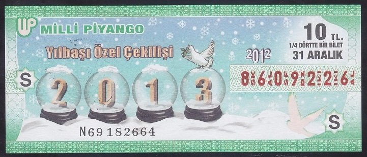 2012 31 ARALIK ÇEYREK BİLET - S SERİSİ