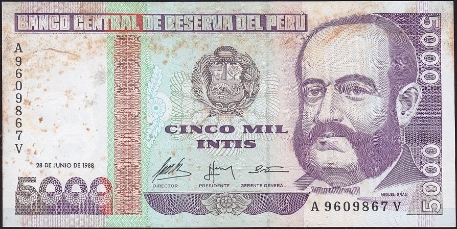 Peru 5000 İntis 1988 Temiz