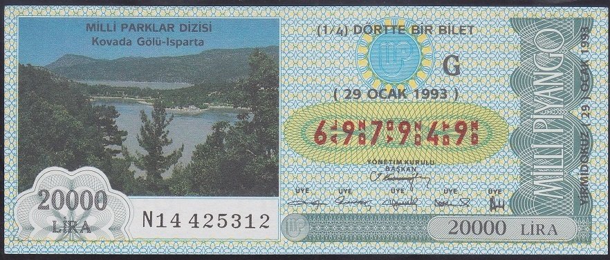 1993 29 OCAK ÇEYREK BİLET - G SERİSİ