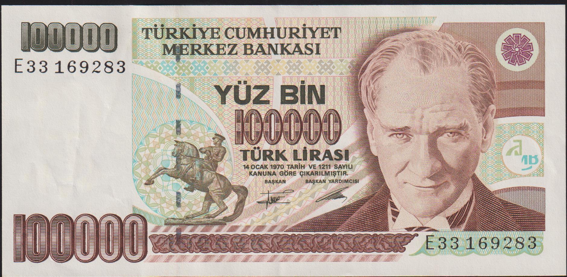 7.Emisyon 2.Tertip 100000 Lira E33 169283 Ççt+