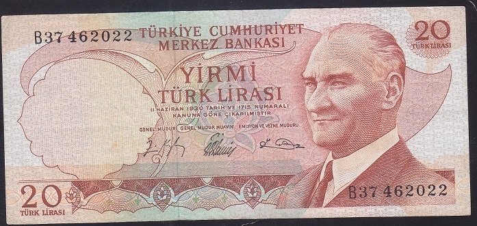 6.EMİSYON 1.TERTİP 20 LİRA B37 462022 ÇOK TEMİZ