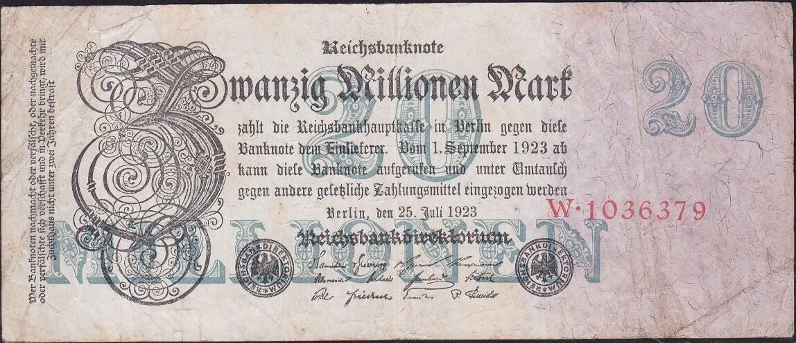 Almanya 20000000 Mark 1923 Çok Temiz