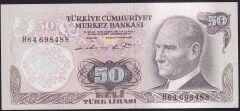 6.Emisyon 1.Tertip 50 Lira H64 698488 Çilaltı