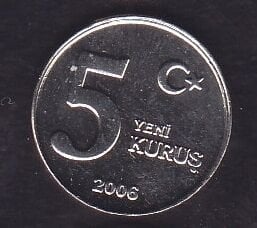 2006 Yılı 5 Yeni Kuruş Çil