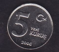 2006 Yılı 5 Yeni Kuruş Çil