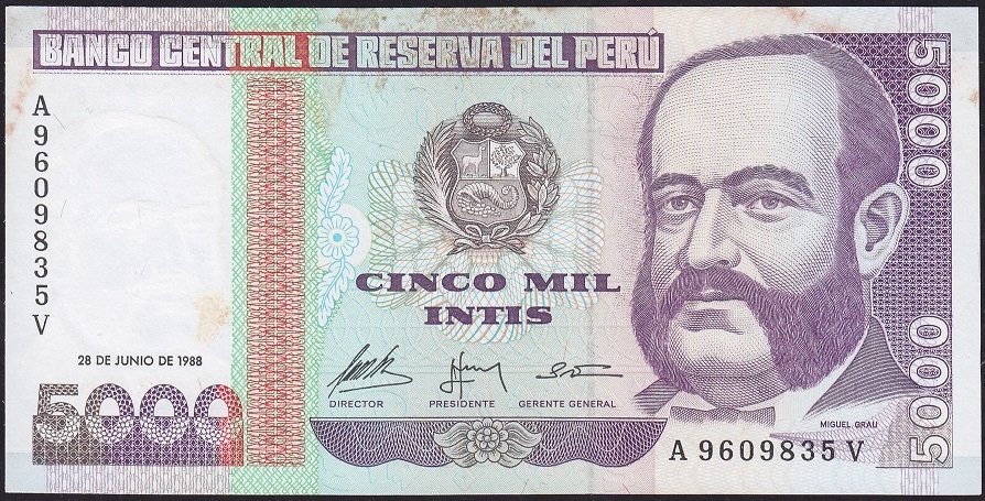 Peru 5000 İntis 1988 Ççt Çilaltı ( kat yok )