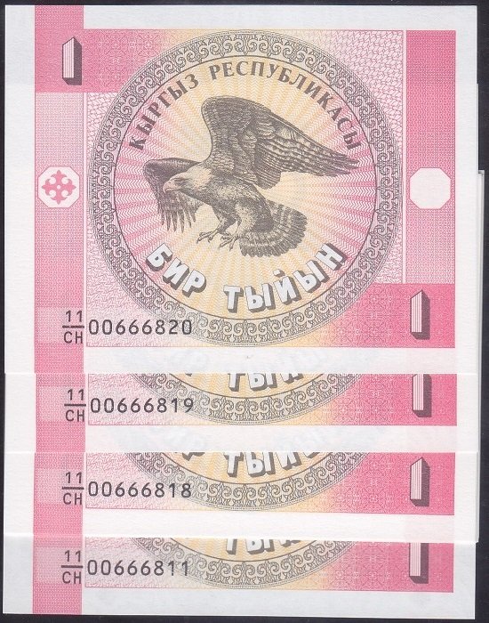 KIRGIZİSTAN 1 TYİYN 1993 SERİ TAKİPLİ ÇİL 10 ADET
