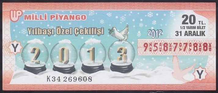 2012 31 ARALIK YARIM BİLET - Y SERİSİ