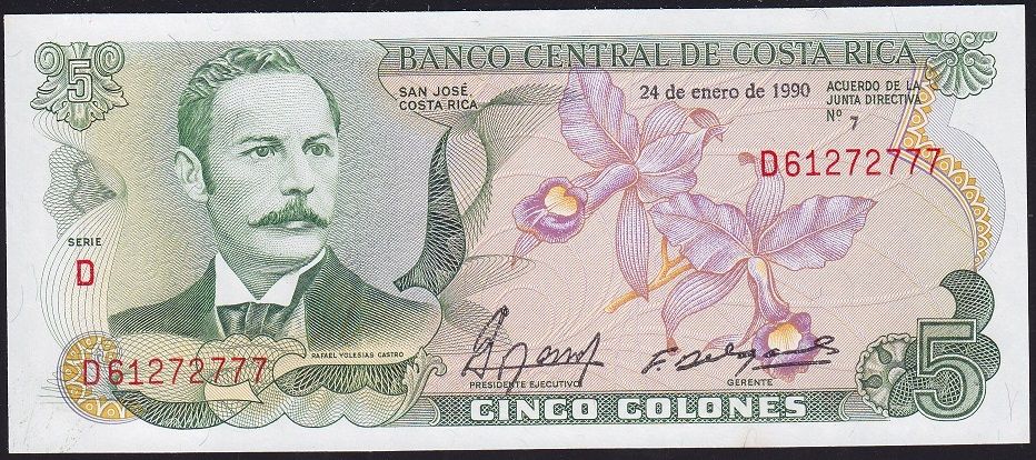 Kosta Rika 5 Colones 1990 Çilaltı Çil 333