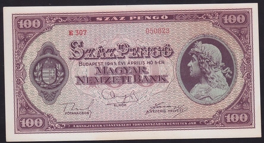 MACARİSTAN 100 PENGO 1945 ÇİLALTI