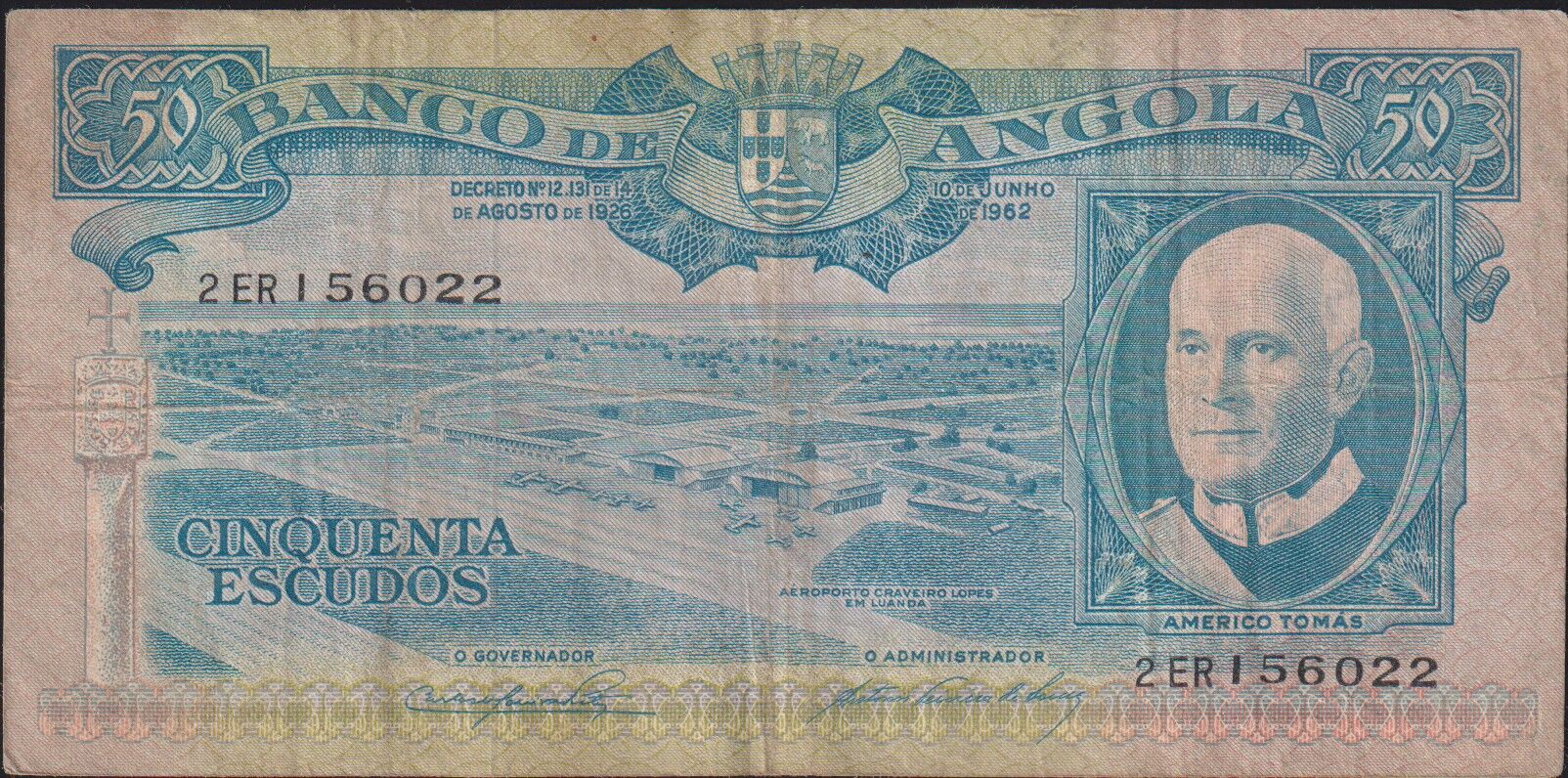 Angola 50 Escudos 1962 Çok Temiz Pick 93
