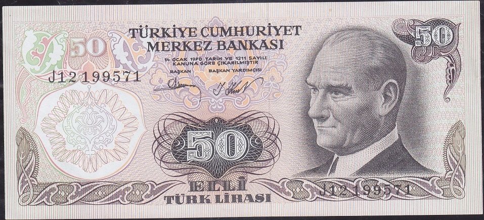 6.Emisyon 2.Tertip 50 Lira J12 199571 Ççt Çilaltı