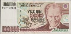 7.Emisyon 2.Tertip 100000 Lira D83 772121 Çok Temiz+