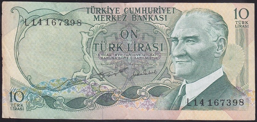 6.EMİSYON 2.TERTİP 10 LİRA L14 167398 ÇOK TEMİZ +