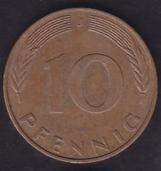 Almanya 10 Pfennig 1990 J