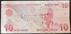 9.Emisyon 7.Tertip 10 Lira G105 004 005 Çil