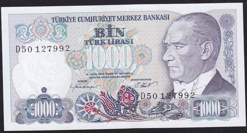7.Emisyon 1.Tertip 1000 Lira D50 127992 Çil